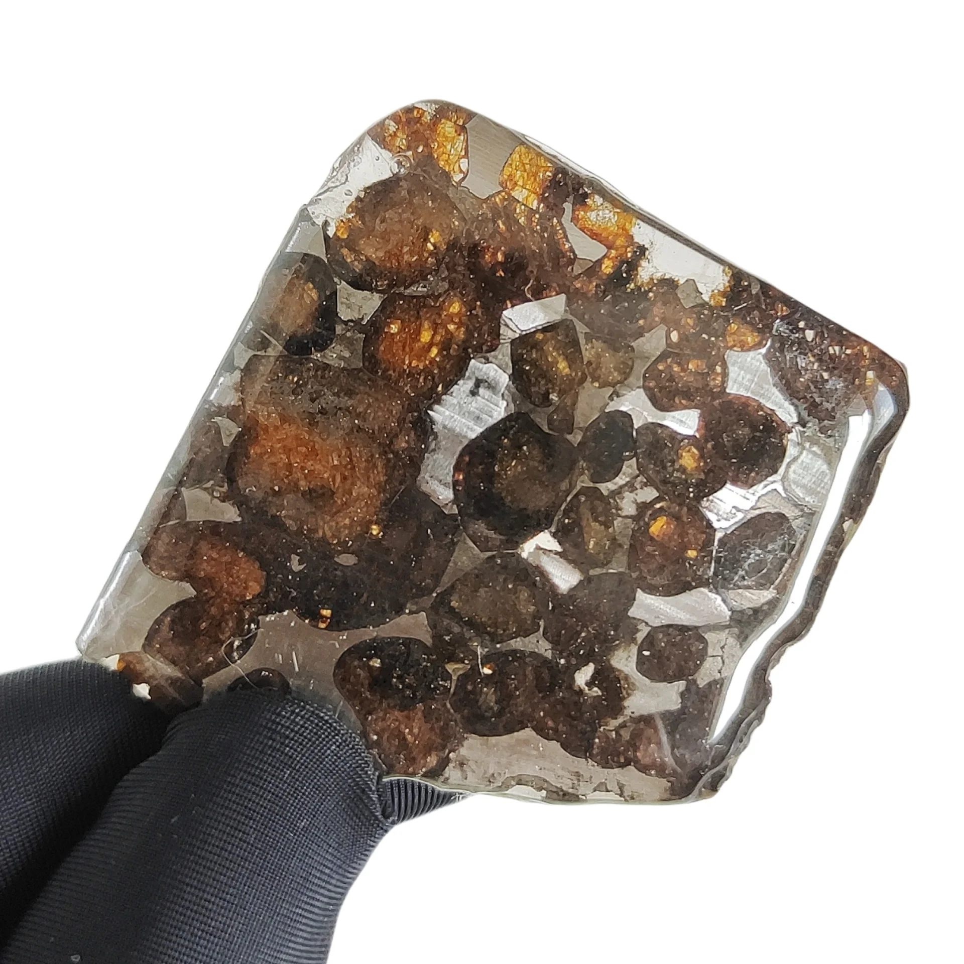 12.2g Sericho Pallastie meteorite slice Olivine Meteorite Natural Specimen Meteorite material Collection - from Kenya -QA536