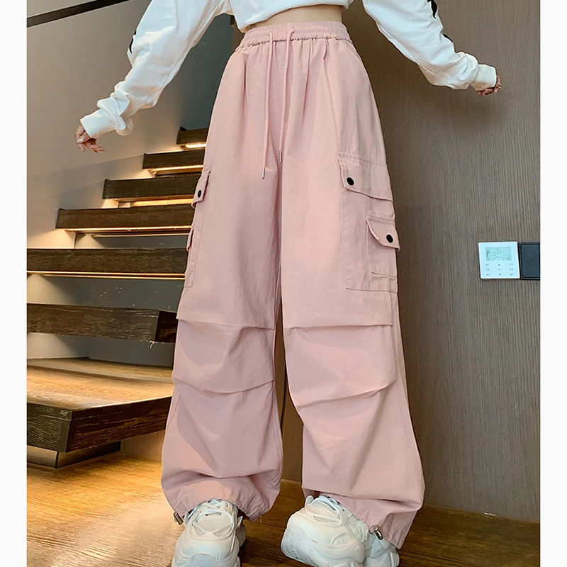 Women Cargo Pants Y2K High Street Pockets Loose Casual Female Wide Leg Pants Summer New Fashion American Ladies Trousers