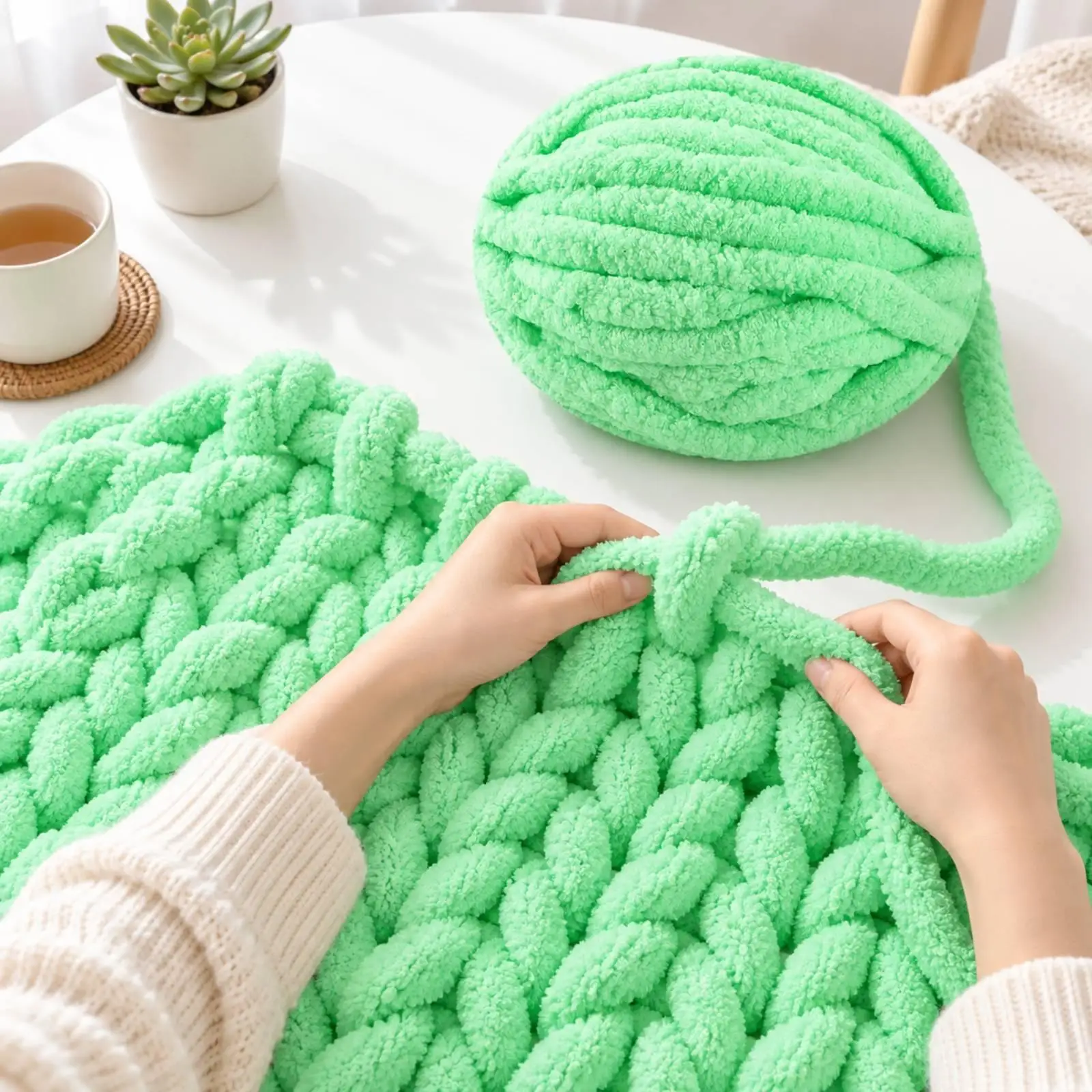 Fuzzy Chenille Acrylic Yarn for Handcrafting Knitting Crochet Cozy Thick Yarn for Scarves Blankets