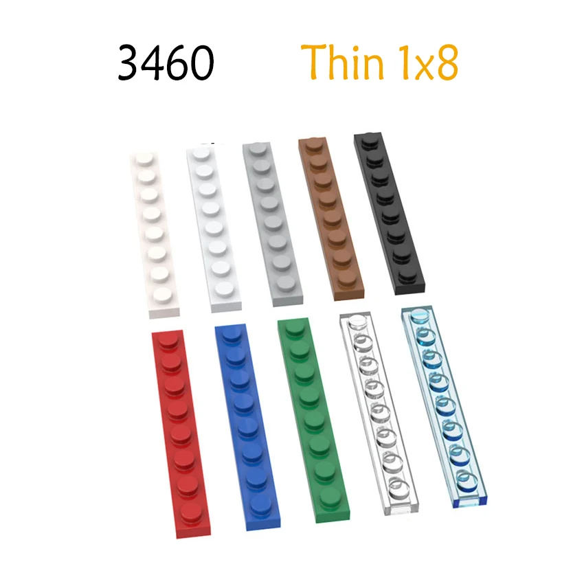 MOC Thin Figures Bricks 1x8 Dots 10pcs Building Blocks DIY Creative Assembles Particles Toys for Children Compatible with 3460 