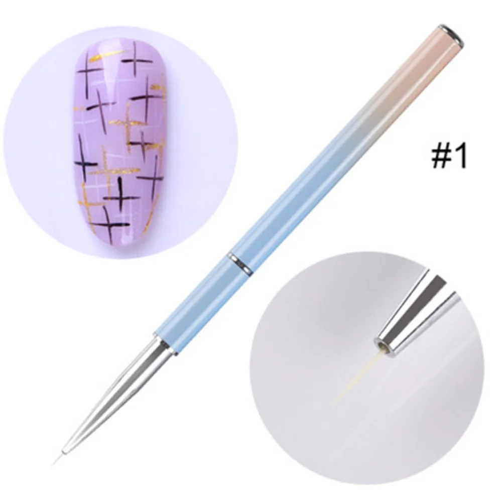 

Nail Art Liner Colored Drawing Pen Metal Handle Fine Line Manicure Brush Nail Flower Carving Uv Gel Design Tool