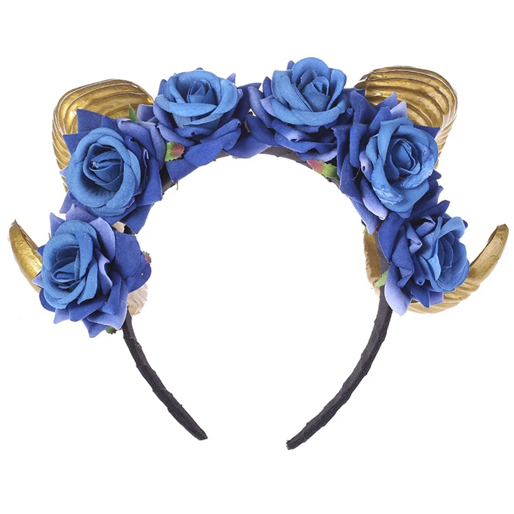 Simulation Horn Headband Apparel Halloween Hair Hoop Morning Glory Flower Headdress Miss