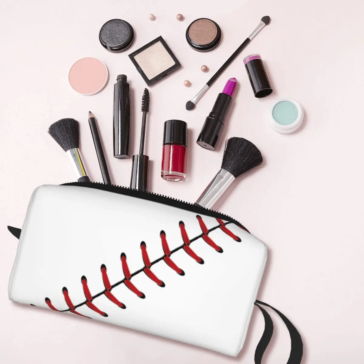 Bolsa de aseo de encaje de béisbol de Softball personalizada para mujer, organizador de cosméticos de maquillaje, almacenamiento de belleza para damas, caja de Kit Dopp