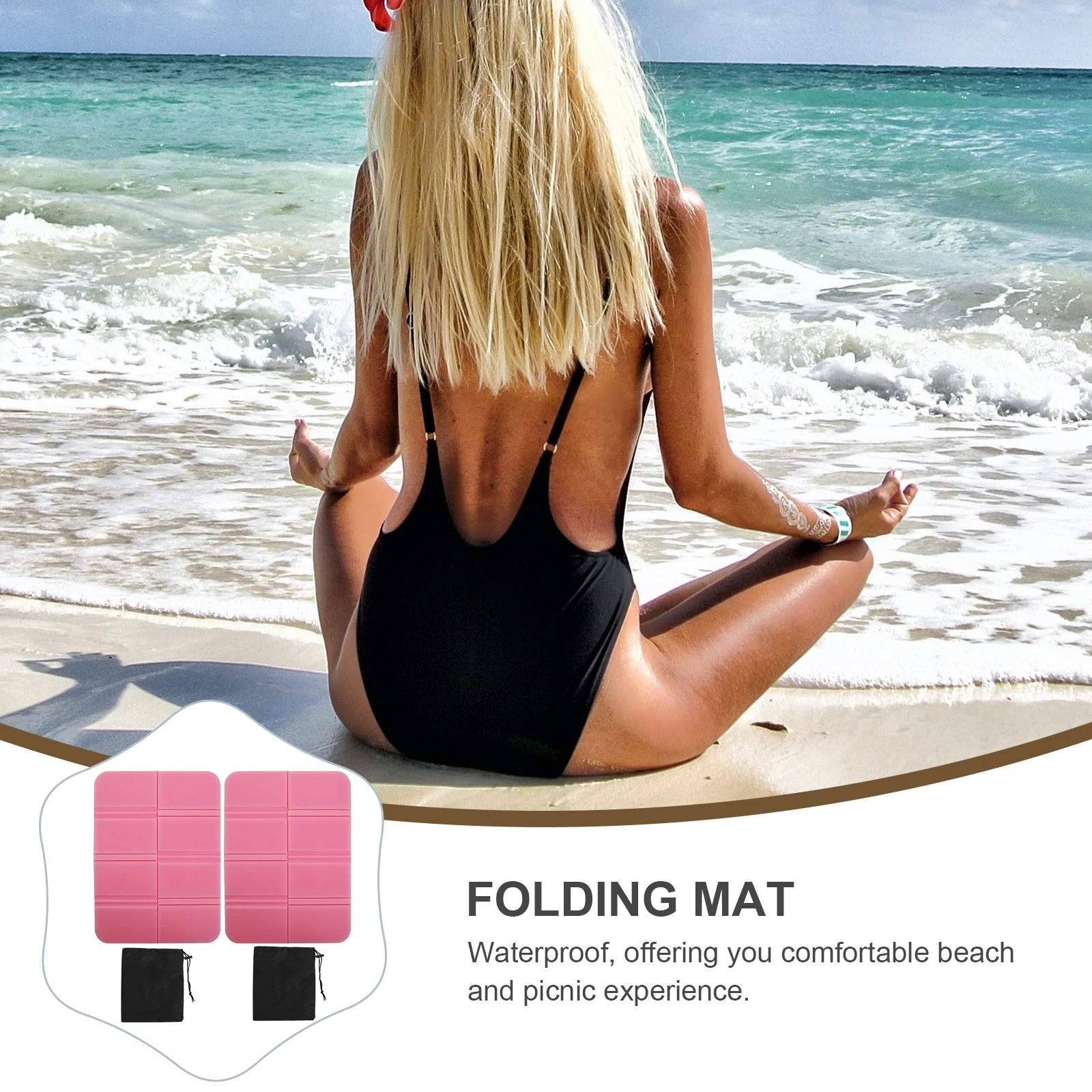 

2pcs Pink Foldable Camping Mat Lightweight Portable Beach Picnic Travel Cushion Water Resistant Durable Outdoor Mat For Family