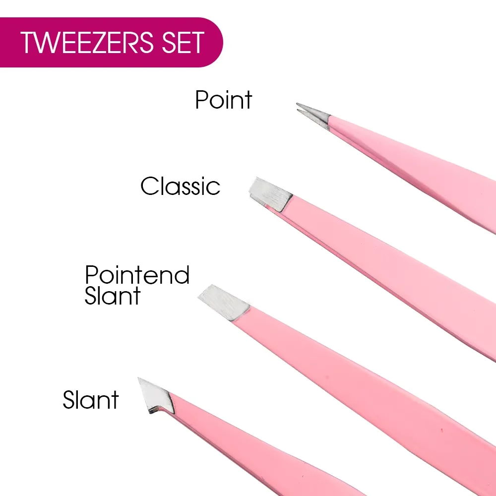 FADVAN أدوات الرموش الصناعية لاش الملقط آلات ماكياج دائم رمش تمديد الملقط مجموعة 4 قطعة