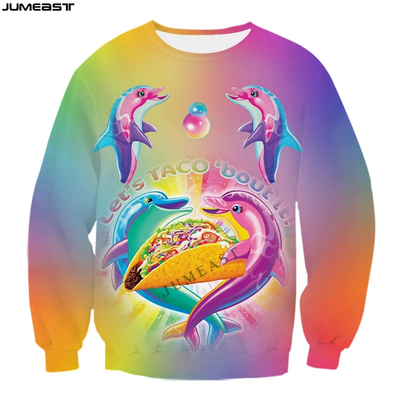 Jumeast Men Women 3D Printed Sweatshirt Cartoon Animal Fish Dolphin Long Sleeve Sport Pullover New Fashion Spring Tops Tees