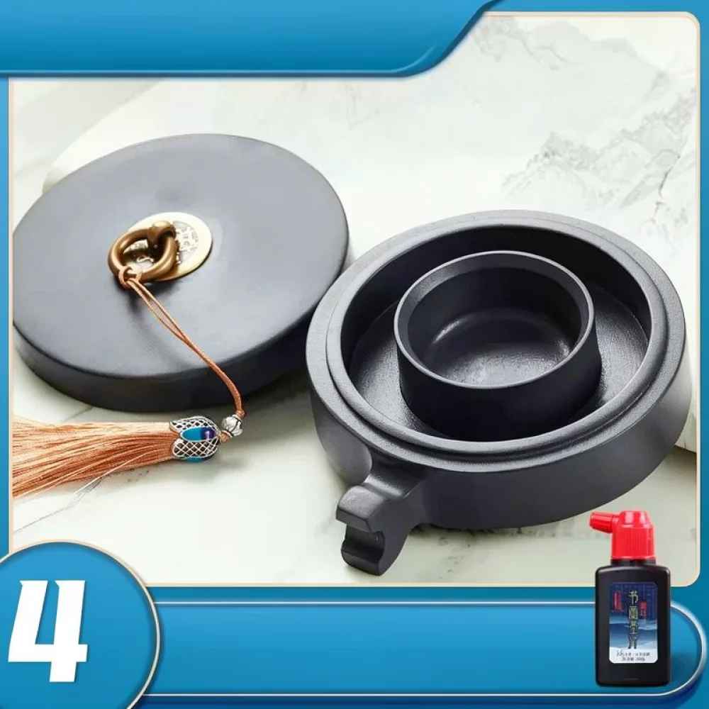 Chinese Calligraphy Inkstone With Lid Natural Stone Ink Well For Grinding Painting Drawing Practice Professional Art Tool view 2