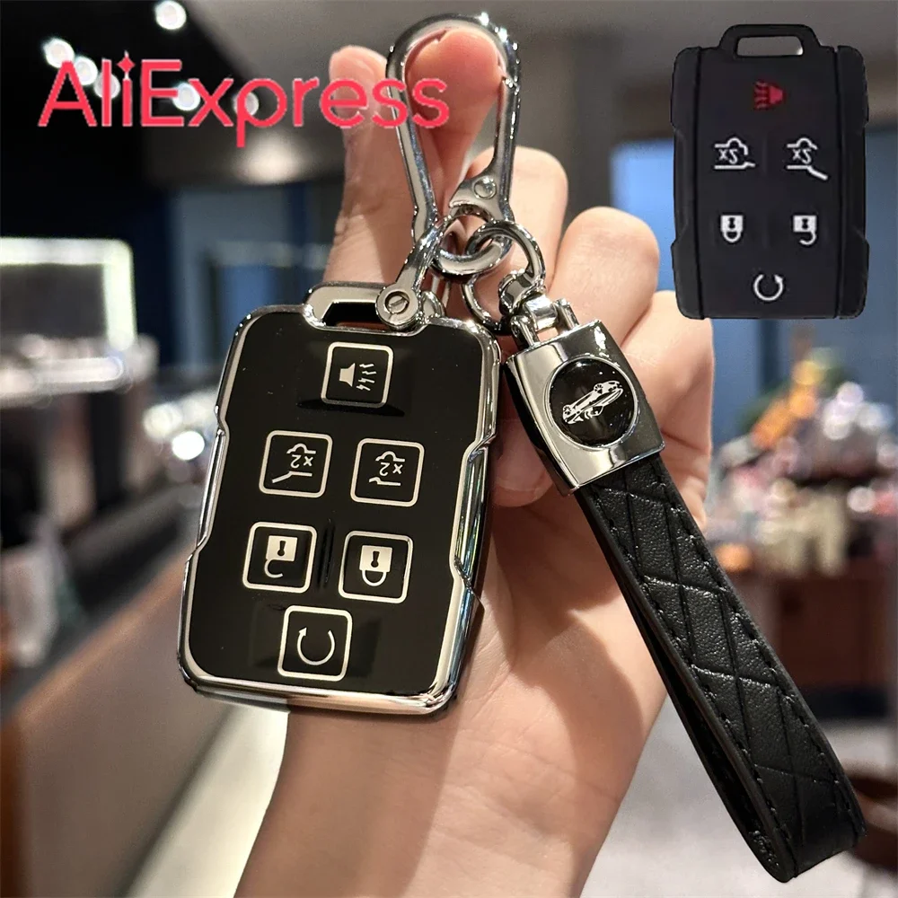 

Key Fob Cover With Car Key Chain Lanyard For Chevy Silverado 1500 2500HD 3500HD Tahoe Suburban Colorado Canyon GMC Sierra Yukon