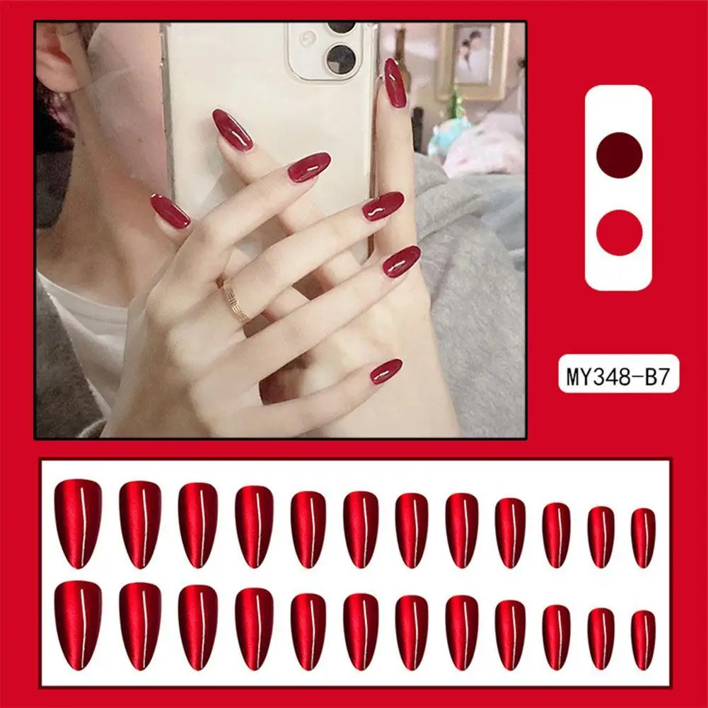 

24pcs/Box Matte Coffin Press on Nail Full Cover False Nails Mixed Size Solid Color Extension Oval Capsule Almond DIY Accessories