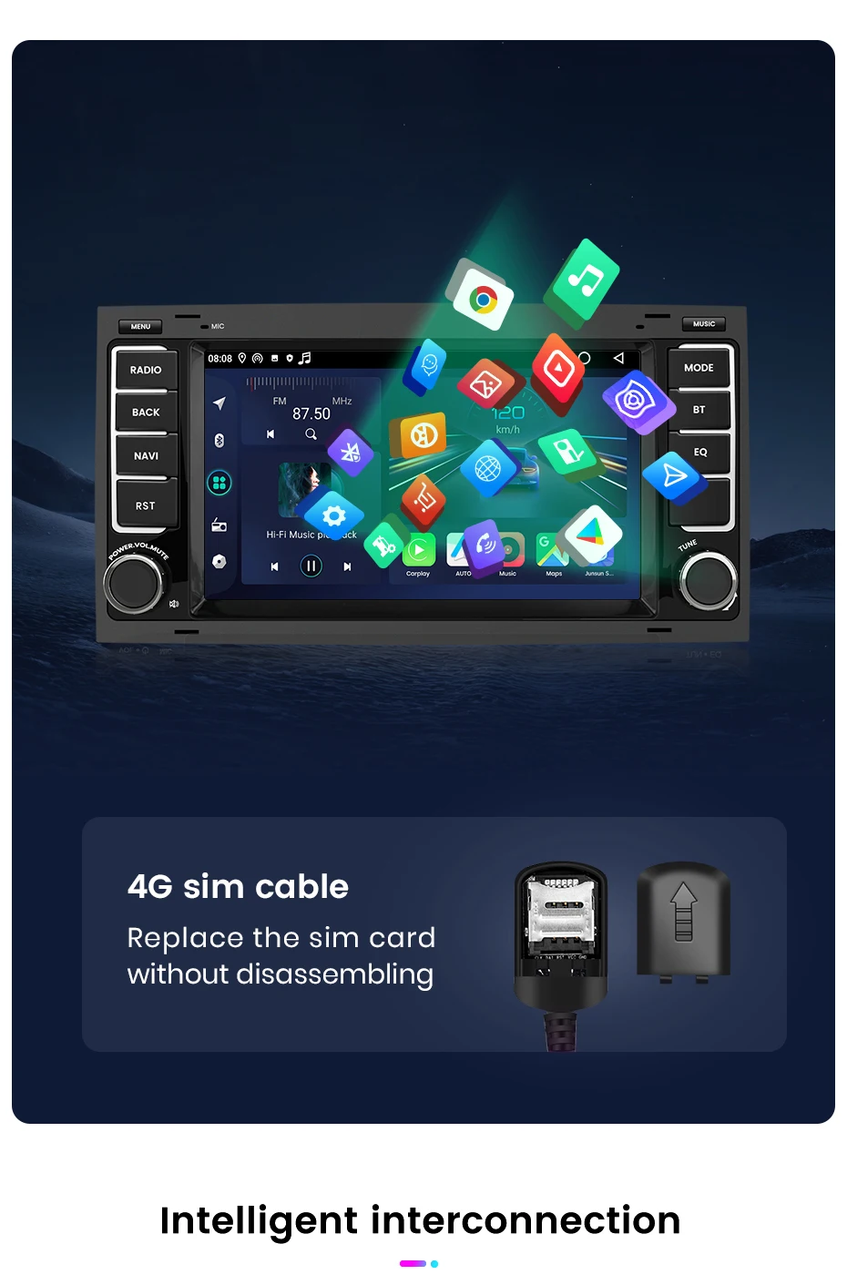 Junsun 7'' 9'' CarPlay Android Auto Auto Radio Für VW Touareg Multivan T5 Transporter 2004-2009 GPS intelligente Multimedia – Detail 17