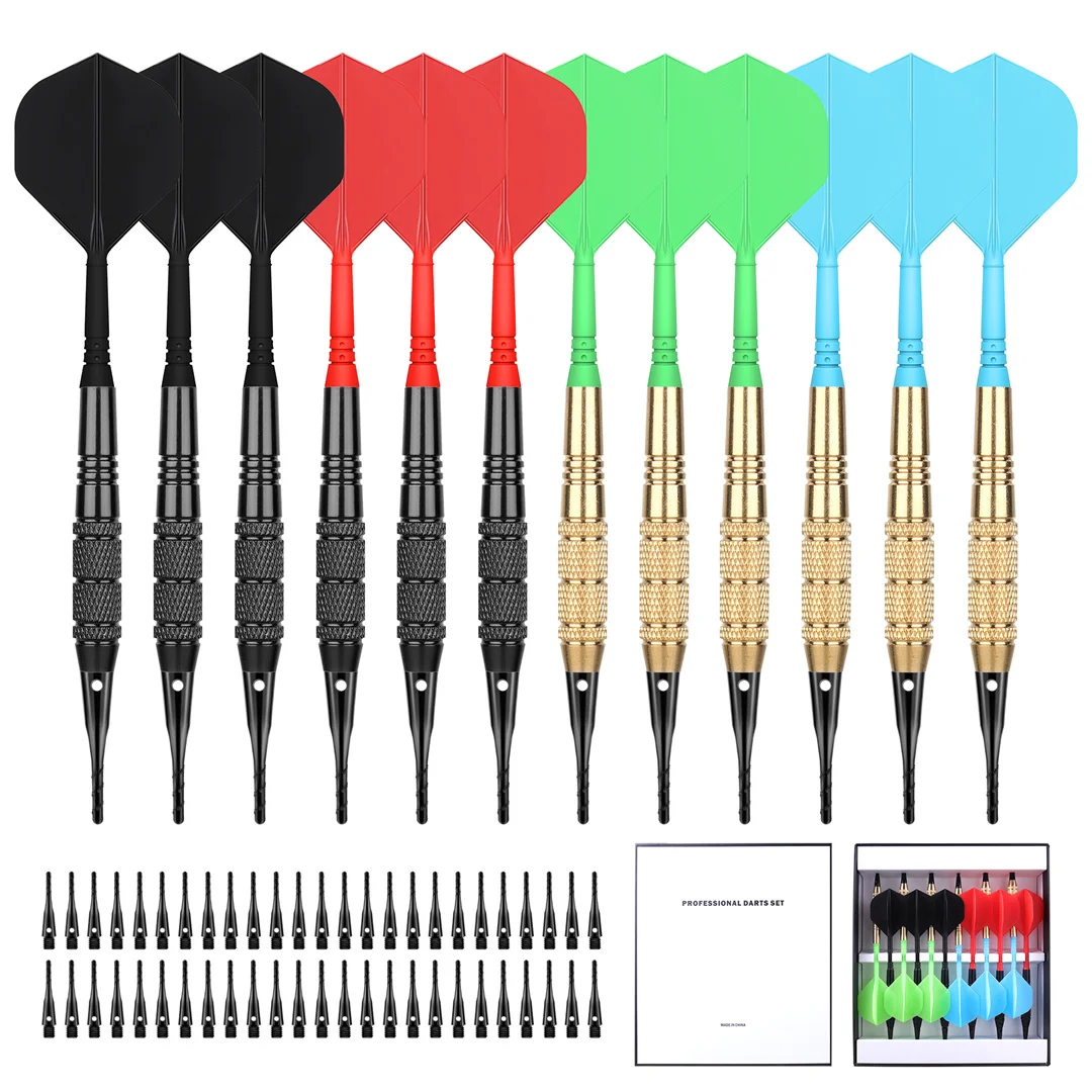 CyeeLife Soft tip Darts Set 18g with Integrated Flights,50 Plastic Points,Flights Don't Fall Off&Not Easy to Break,Easy to Use