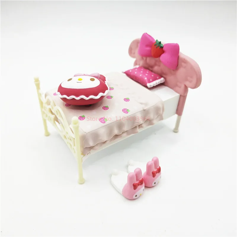 Re-ment Gashapon kapsułka zabawka Sanrio pudełko z niespodzianką pokój śliczne Kawaii truskawkowy pokój kreskówka miniaturowe cukierki zabawka dekoracja prezenty dla dzieci