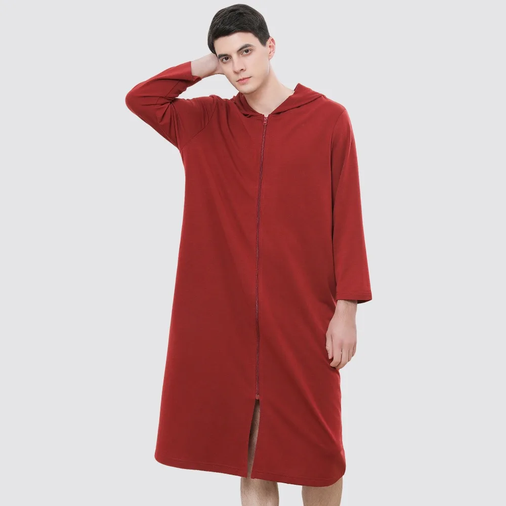 BedtimeHome Relaxation Comfortable Couples' Zipper Hooded Bath Robe Thin Fabric Pajama Attribute Perfect for Morning