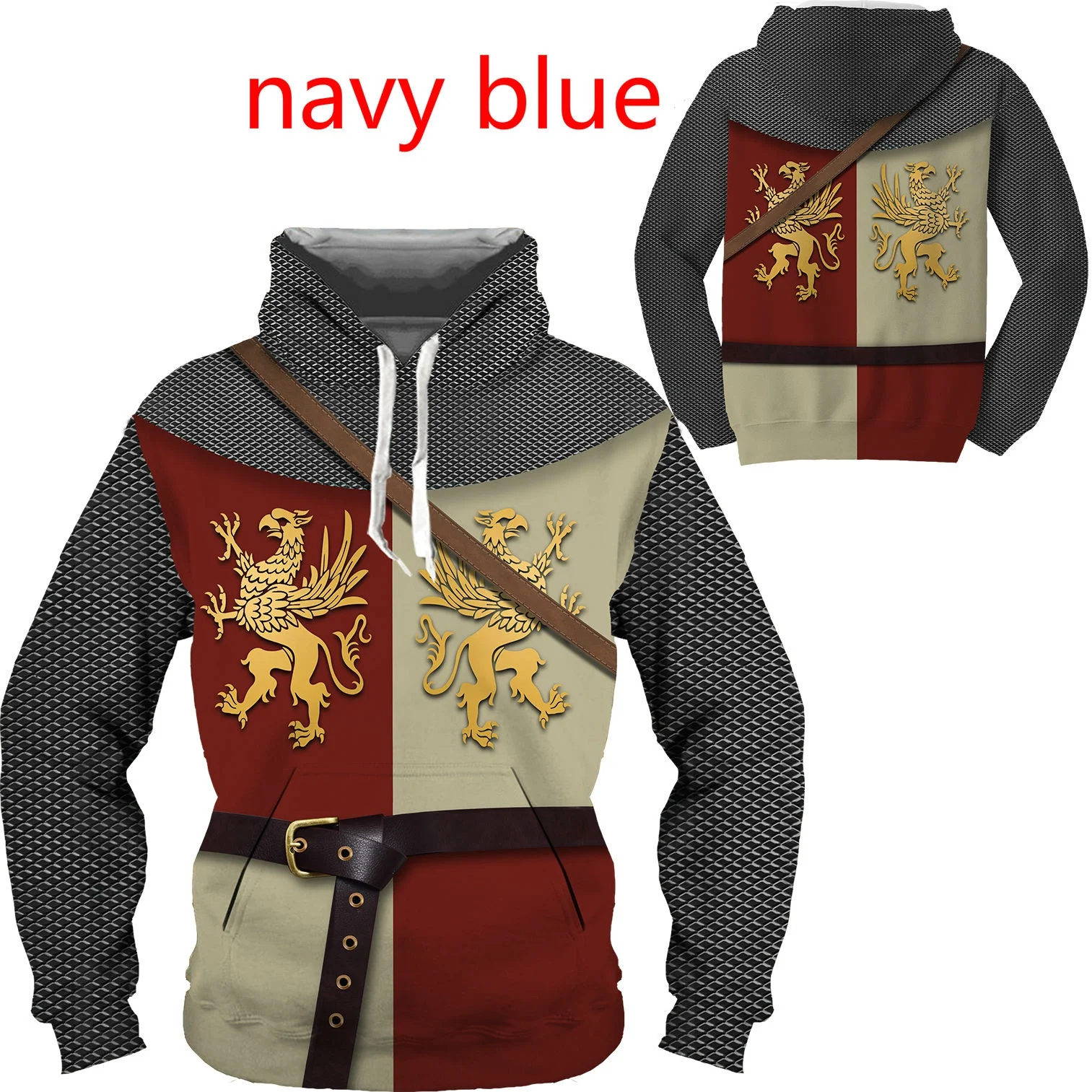 2022 Fashion Cosplay Hoodies Medieval Knight 3D Armor All Over Printed Mens Sweatshirt Unisex Pullover Casual Jacket