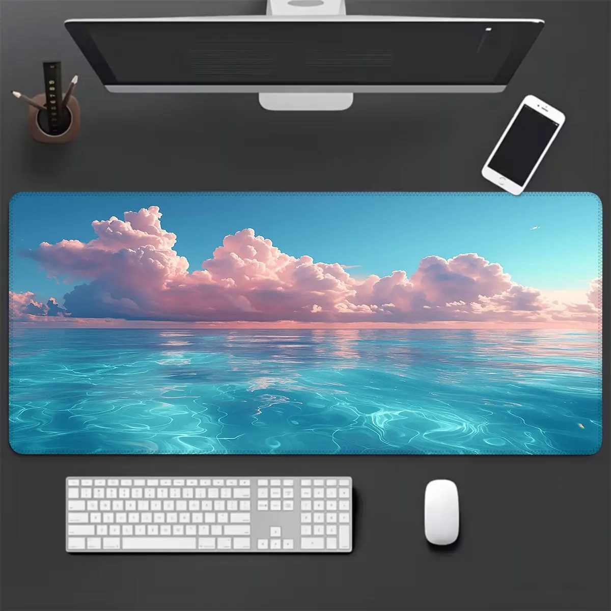 

Коврик для мыши Ocean Cloud View XXL, большой противоскользящий резиновый моющийся настольный коврик, прочный аксессуар для компьютерных офисных игр