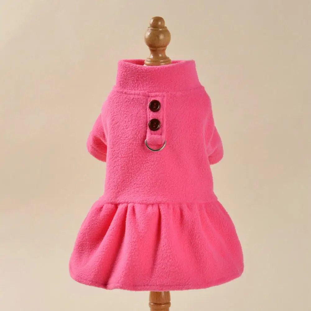 Winter Dog Dresses Plush Fabric Dogs Kitten Skirt With Traction Cute Ring Button Closure Fashionable Pet Outfit Pet Supplies