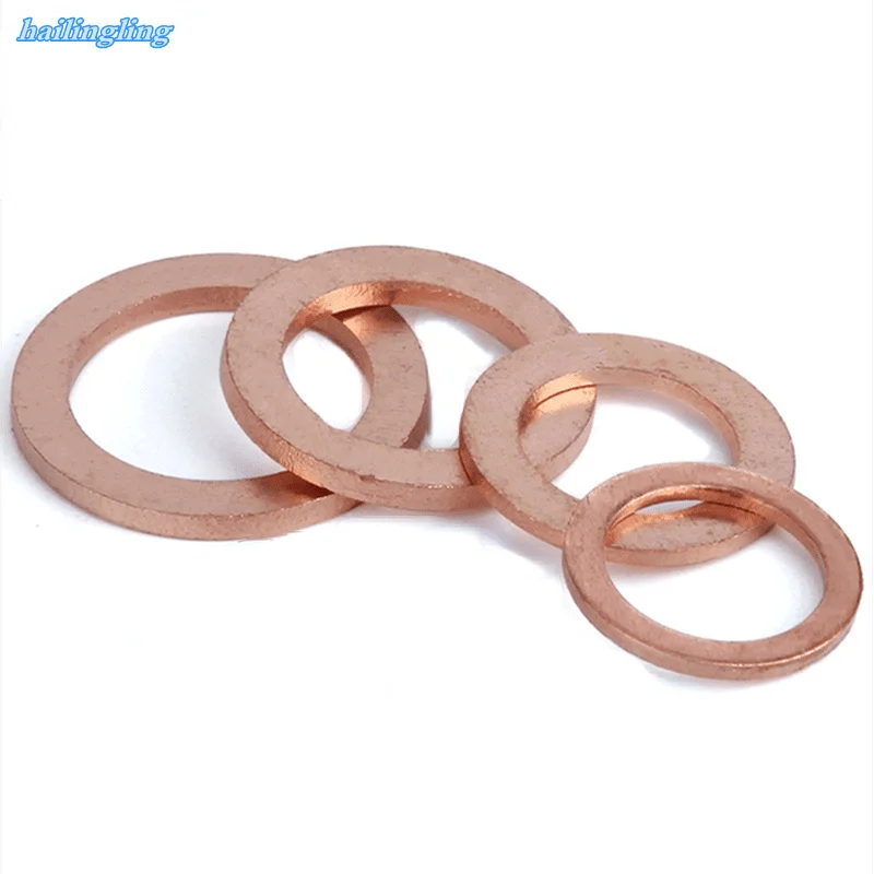 100 Pcs Copper Flat Gaskets  12 x 16 x 3.5mm  Solid Copper Washer Shim Flat Ring Gasket Rings Seal Plain Spacer Fastener