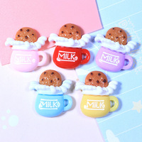 100pcs Kawaii Crafts DIY Imitation Milk Biscuit Resin Cookie Miniature Dollhouse Food Kitchen Accessories