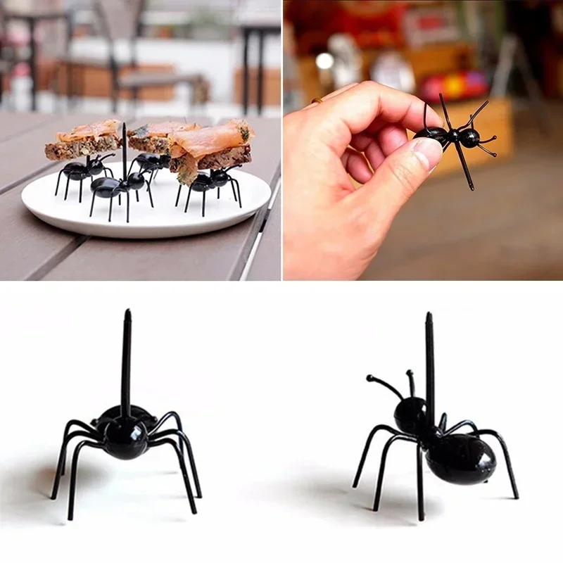 12pcs/se Ants Toothpick Food Fruit Picks Decoration Ant Shape Forks Snack Cake Dessert Tableware  Kitchen Dinner Fruit Pick