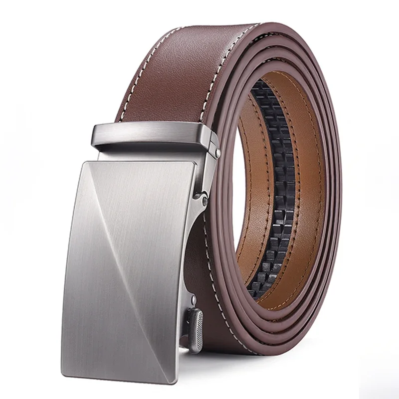 

Men's Belt, Simple And Versatile For Business And Leisure, Smooth Belt, Coffee Brown Leather, Cowhide Automatic Middle-aged Pant