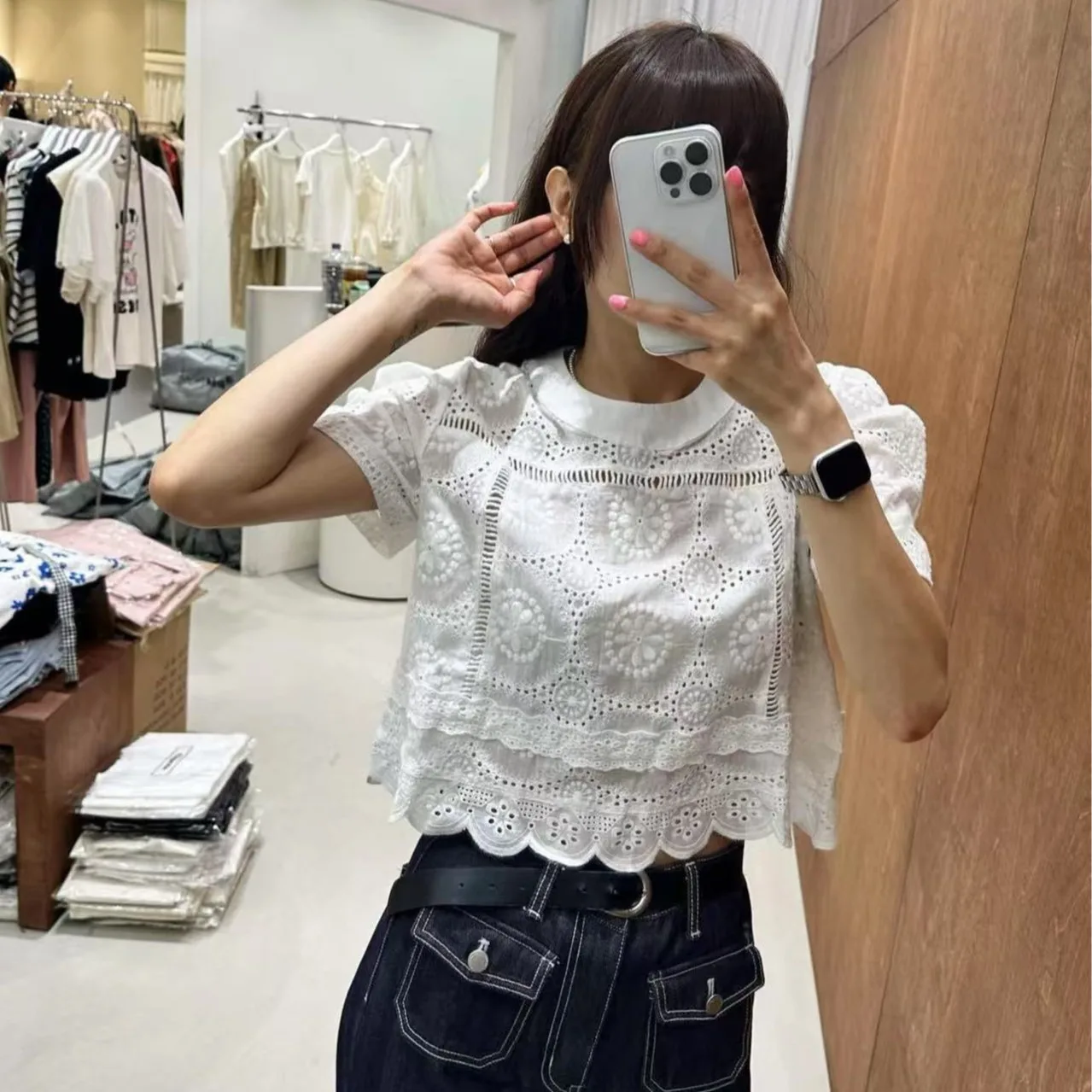 

Ретро-шик: женская блузка из 100% хлопка с кружевной отделкой и пэчворком, летняя модная модель для элегантных дам