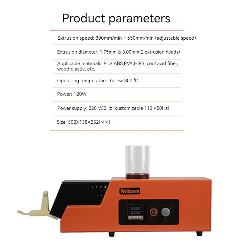 3D Filament Extruder Machine 3D Filament Maker Desktop 3D Printing Consumables Extruder 1.75mm 3mm Speed Adjust+able REX-C100