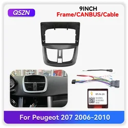 9INCH QSZN Cable Wiring Harness For PEUGEOT 207 2006-2010 Car Frame Fascia Canbus Adapter Android  Radio Faceplates Connector