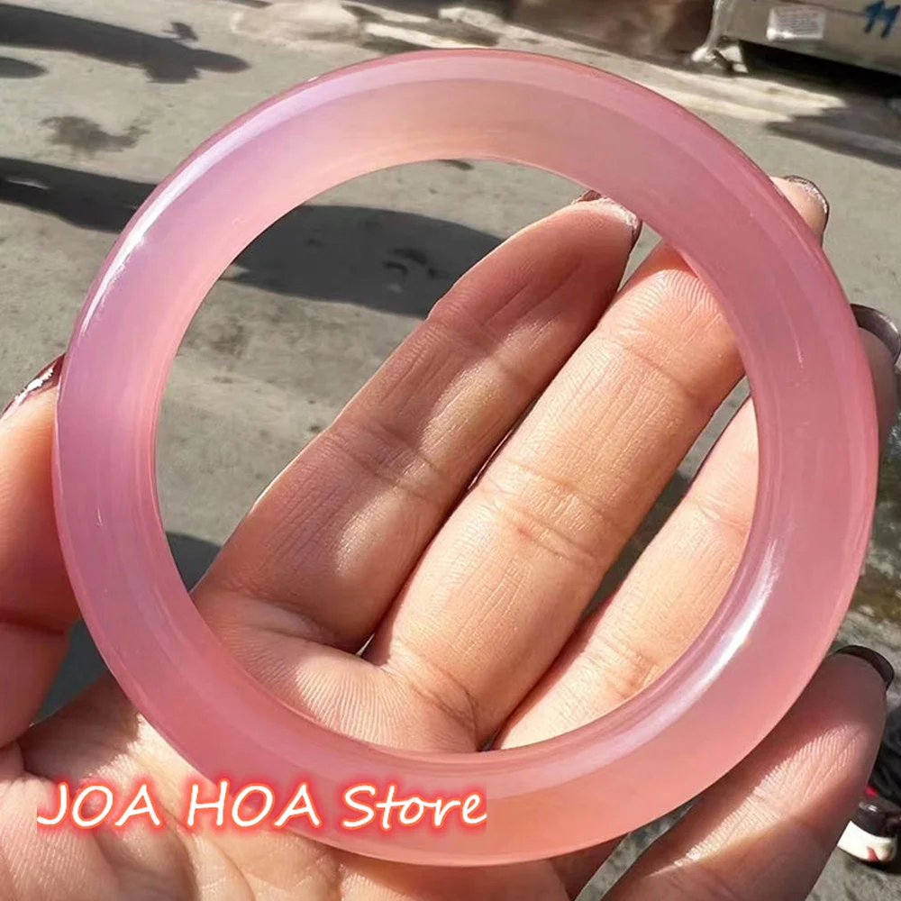 

NEW Ice-powder Chalcedony Round Bangle Gradient Lotus Root-powder Bracelet Watermelon Powder Jade Handring Agate Jewelry