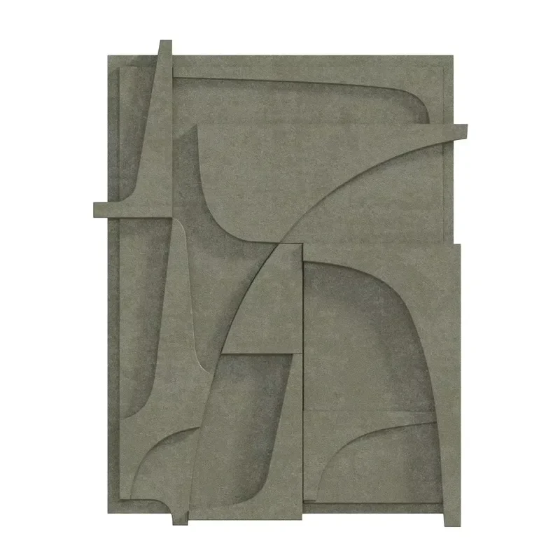 Custom Handmade Minimalist 3D Plaster Wooden Wall Sculpture Hotel Green Sandstone Texture Geometric Relief Wood Wall Art