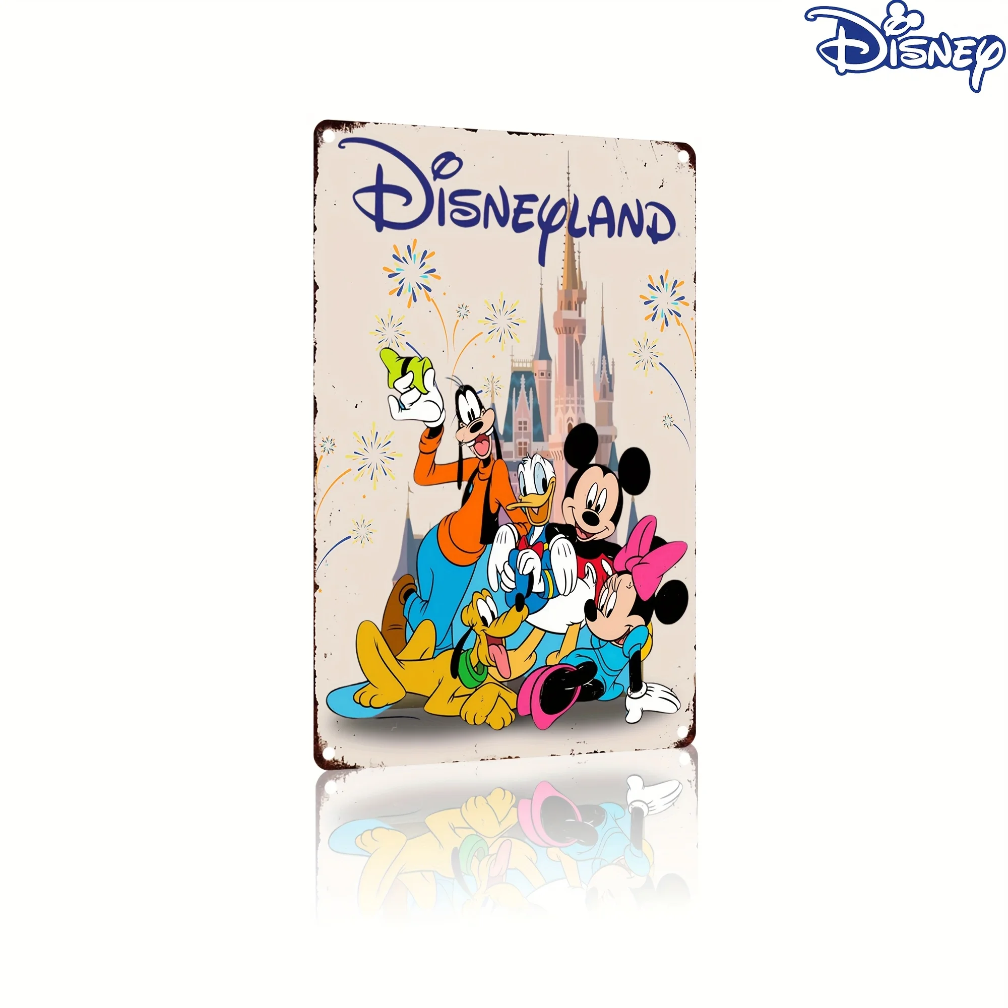 Letrero de metal vintage de Disneyland, Mickey & Friends, duradero, 20,32x30,48 cm, decoración para colgar en la pared, arte rústico campestre para Gard, 1 ud.