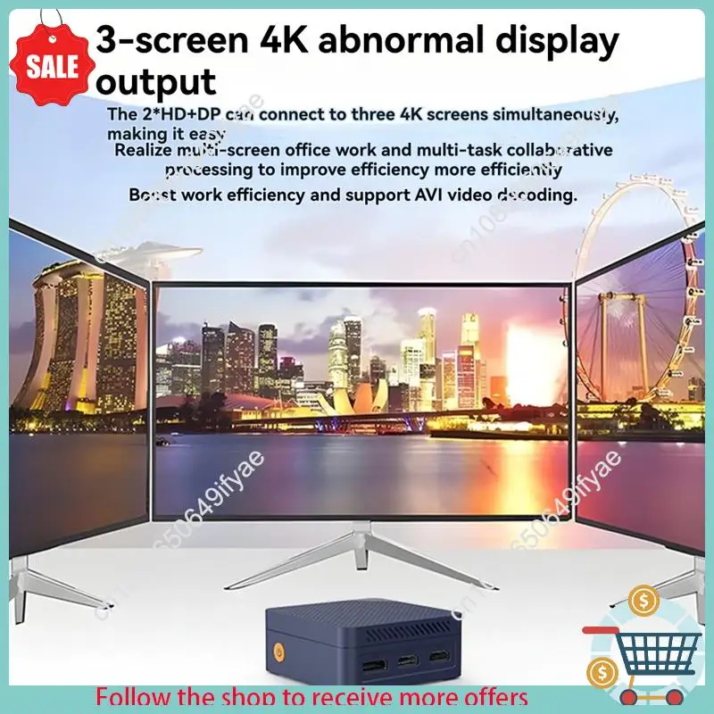 Y67A-ZX06 Twin Lake N150 Win11 Mini Pc Win11 12GB LPDDR5 4800Mhz Dual LAN Dual HD Display Port كمبيوتر مكتبي للألعاب