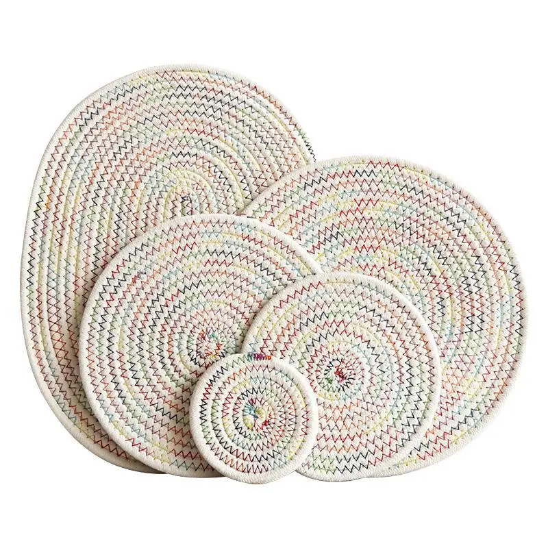 Household kitchen cotton rope table mat, coaster, heat‑resistant pad, anti‑scald cup mat, and pot holder kitchen ornaments view 6