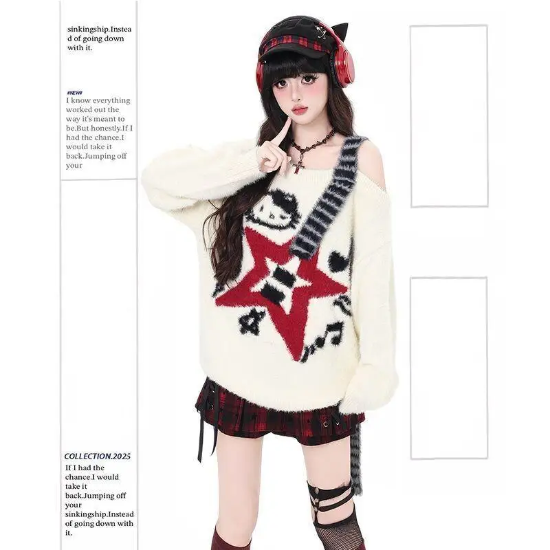 

Sanrio Hello Kitty Rock Норковый меховой свитер осень и зима повседневный для женщин Kawaii аниме модный женский комплект, рекламный комплект