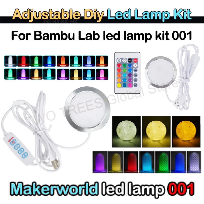

For Bambu Lab Led Lamp Kit Adjustable Light Kit Hardware DIY Model white /cold/warm light Multicolor Without Lamp shell 001