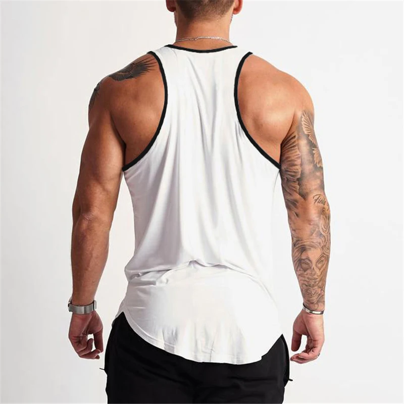 Summer Moisture Wicking Cotton Sleeveless Slim Fit Men's Tank Tops Gym Fitness Muscle Bodybuilding Casual Fashion Hip Hop Shirt