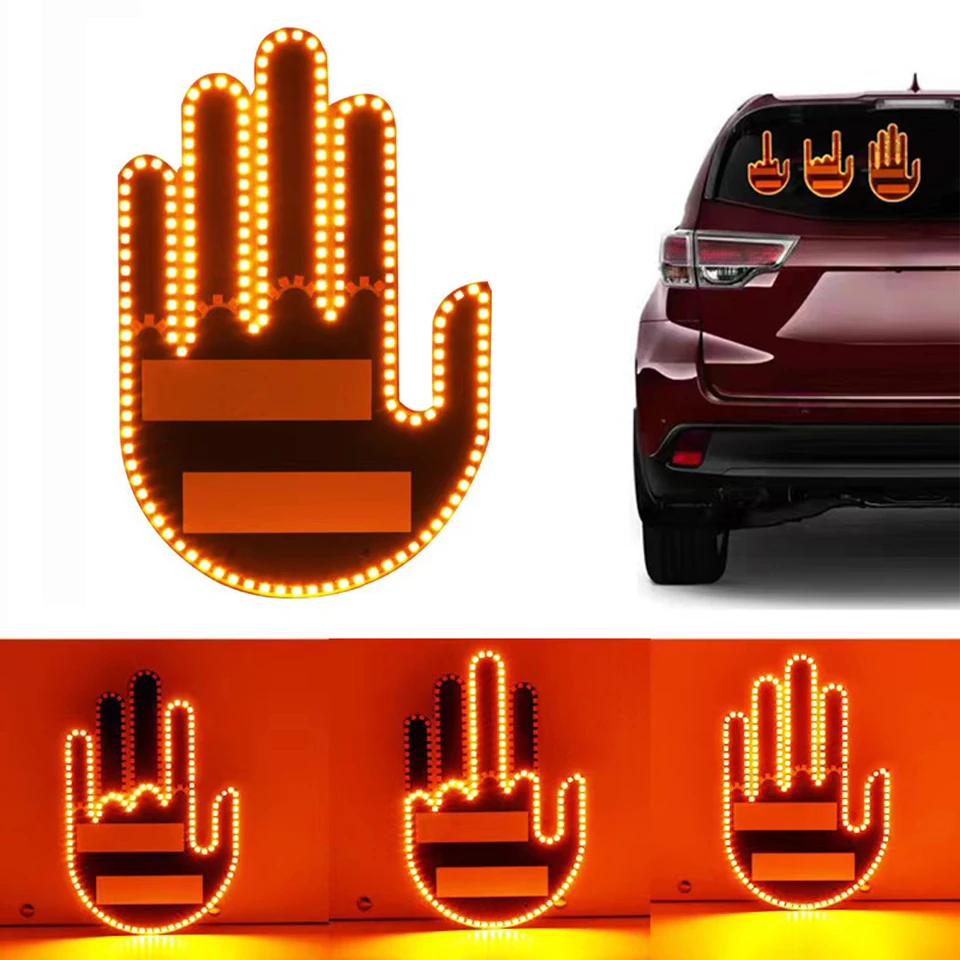 3 modalità di espressione luce per le dita dell\'auto telecomando Led Fun Gesture Lamp Palm Face Lighting interni segnale del parabrezza posteriore