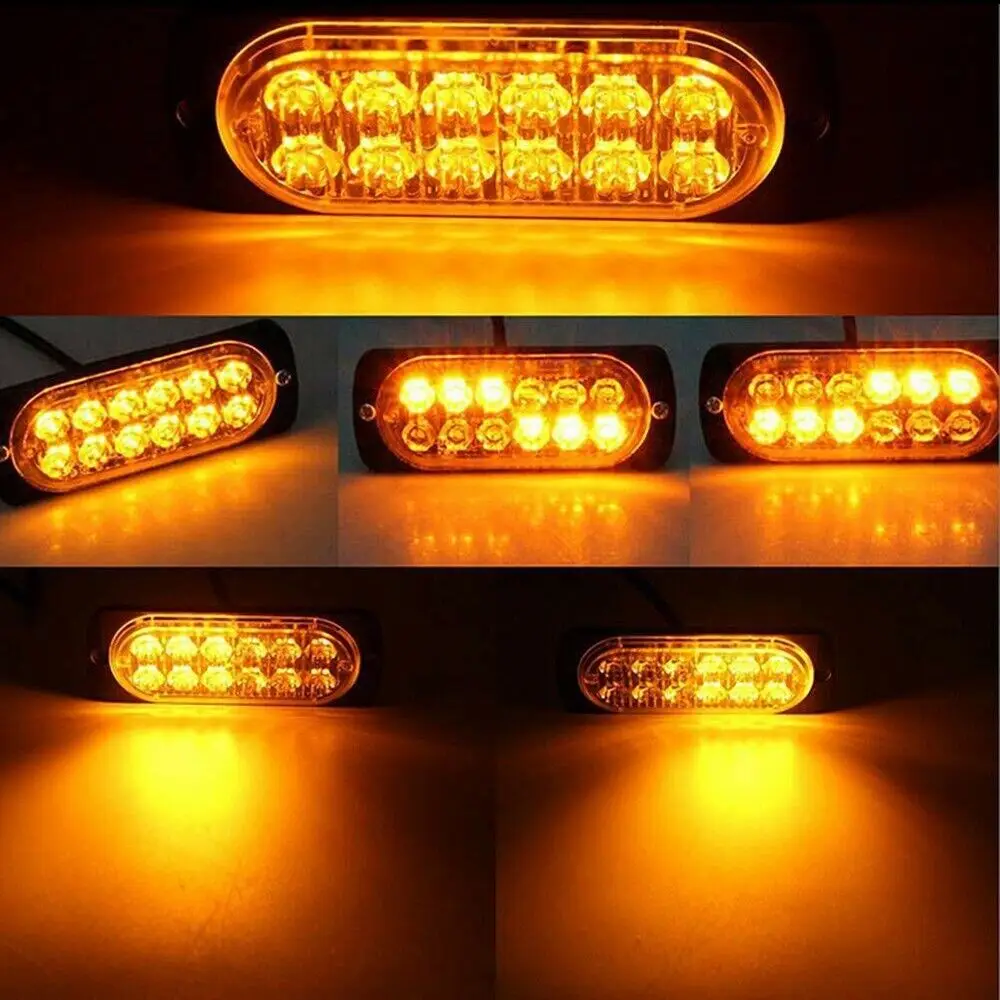 4 قطعة شاحنة صغيرة الجانب ضوء وامض ستروب تحذير منارة مصباح 12LED مقطورة طوارئ الضوء الخلفي LED Stroboscopes للسيارات #3