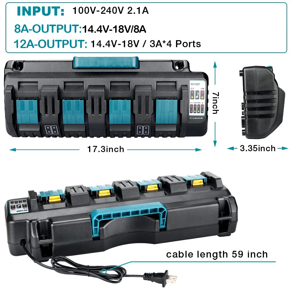 Ladegerät Für Makita 14,4V & 18V Li-Ion Akkus Produktbild-Vorschau 2