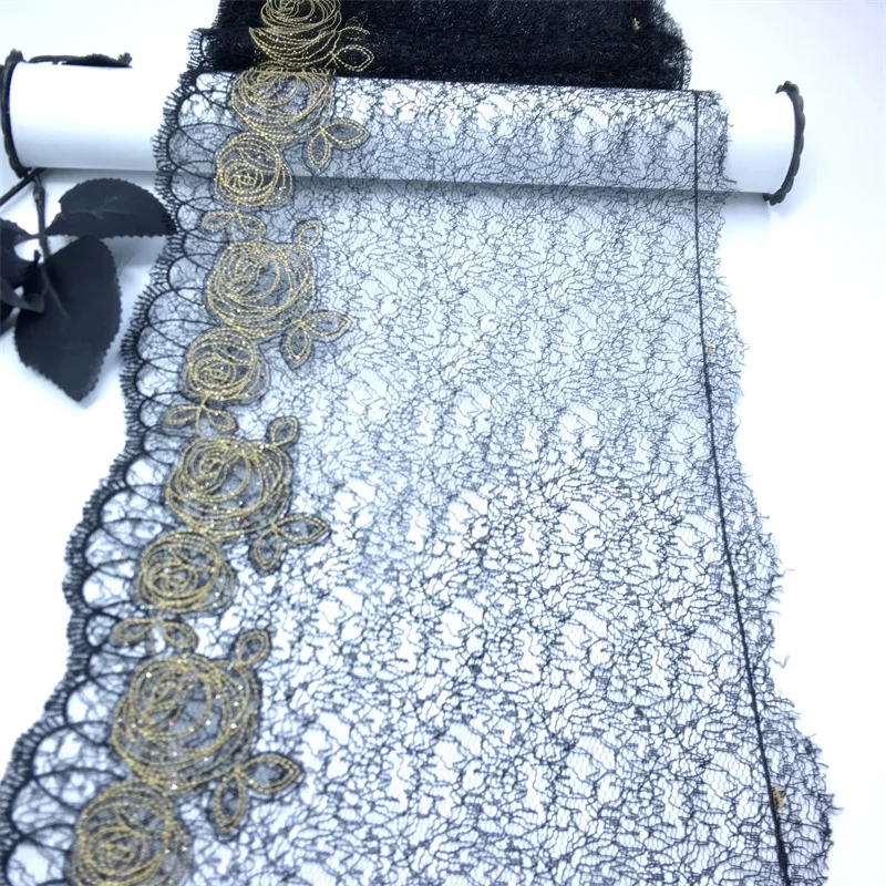 Picture 4: Abstract Seamless Pattern Tulle Embroidery Lace Trim DIY Lingerie Lace Fabrics Lurex Lace for Dress Sewing Crafts