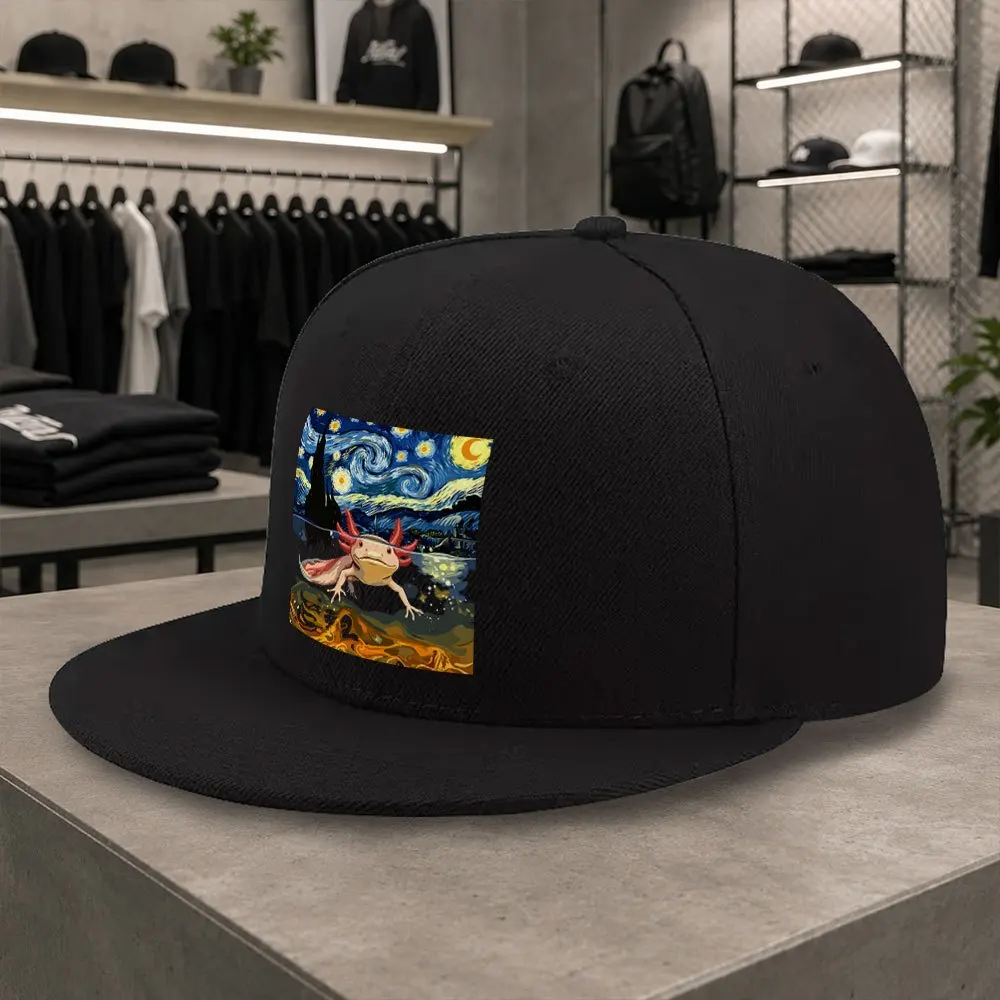 Neue Unisex-Baseballkappe mit Sternenhimmel-Axolotl-Muster, Hip-Hop-Mütze mit flachem Rand, geeignet für kurze Ausflüge, für den täglichen Gebrauch zu Hause