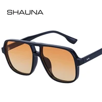 SHAUNA Retro doble puente cuadrado mujeres gradiente gafas de sol sombras UV400 moda remaches decoración hombres gafas de sol