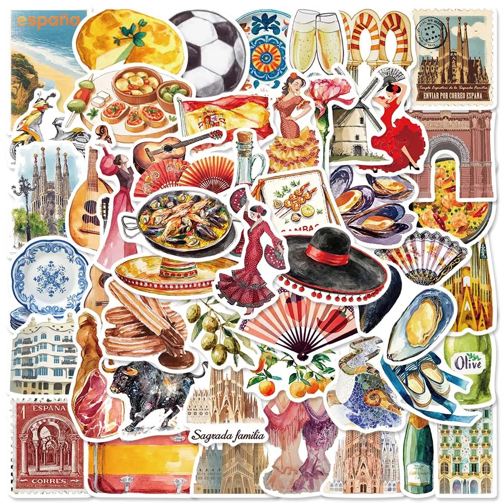 

10/50PCS Spanish Aesthetic Sticker Cartoon Personality Creative Decoration Mobile Phone Case Desk Cup Scrapbook Waterproof Decal