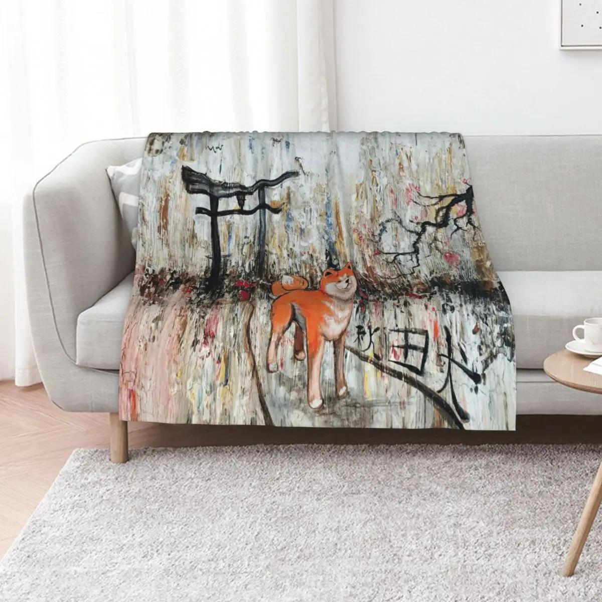 Japanese Akita Inu Throw Blanket Baby Hairys sofa bed Thermal christmas decoration for winter Blankets