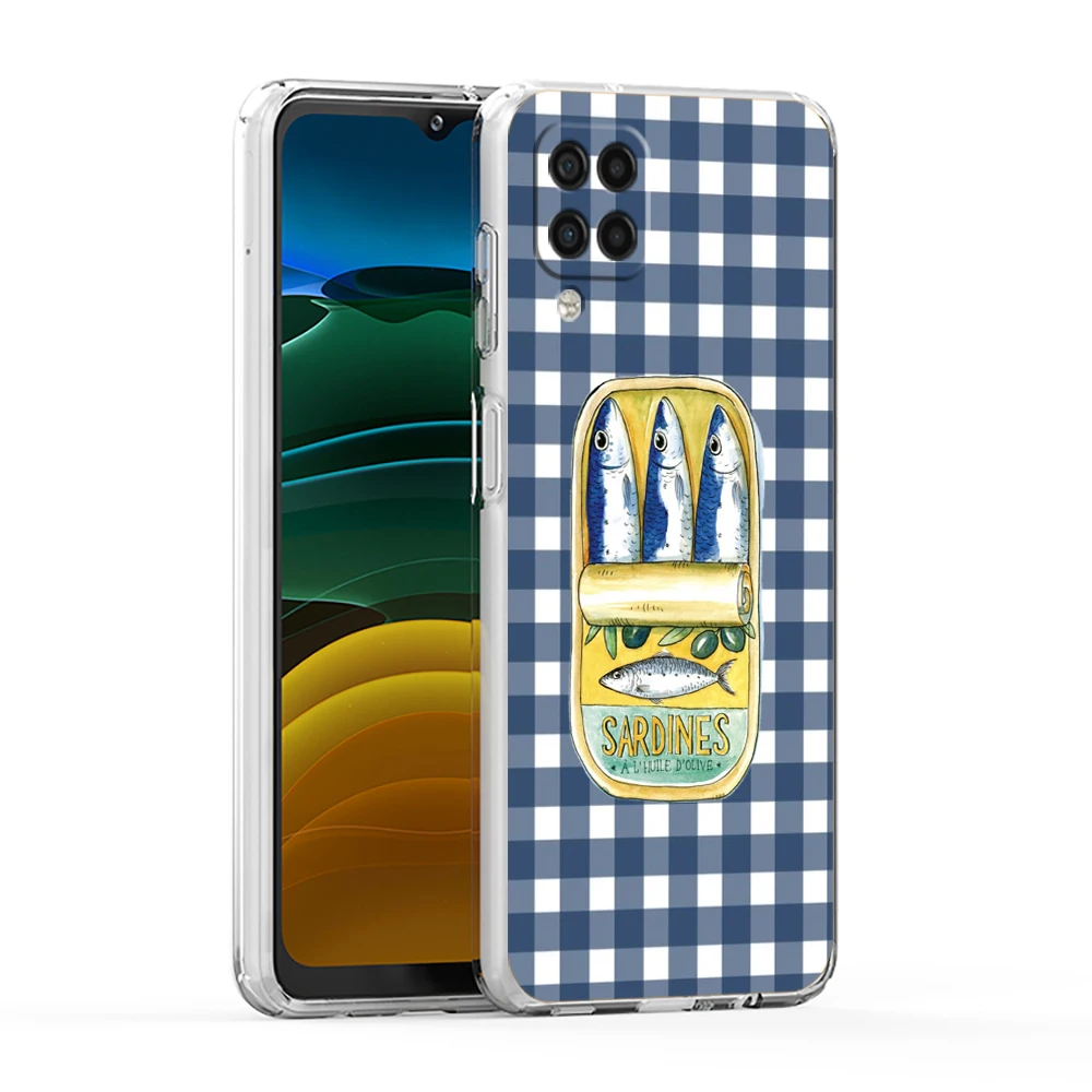 Sardine Stripe Pattern Soft Cover for Samsung Galaxy A13 A15 A17 A22 A23 A25 A31 A32 A33 A35 A41 A05 A07 Transparent Phone Case