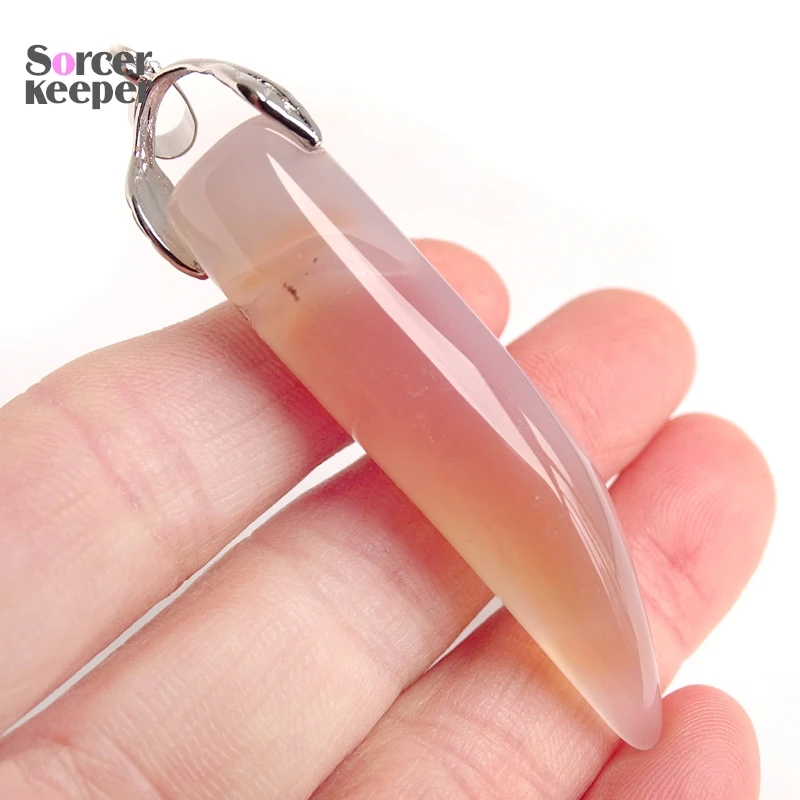 Natural Stone Red Agate Pendant Wolf Tooth Shape DIY Making Necklace Fashion Jewelry Ivory Horn Agate Pendants Charms BT616