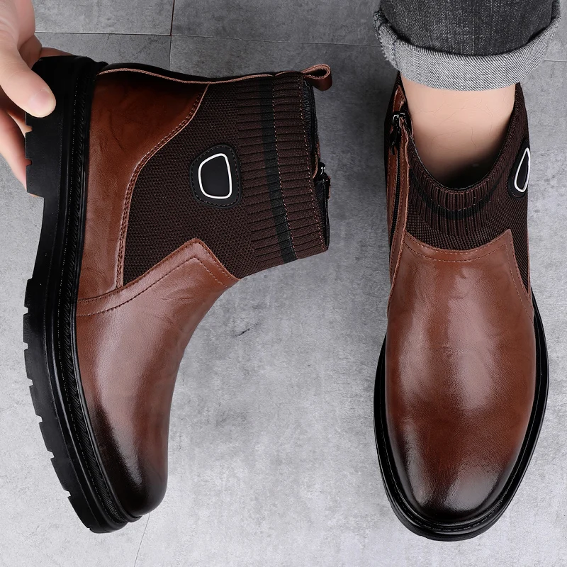 

Bubuk Trendy Men's Shoes, Fashionable Casual Short Boots, Versatile British Style Business Formal Men's Shoes, Ankle Boots with