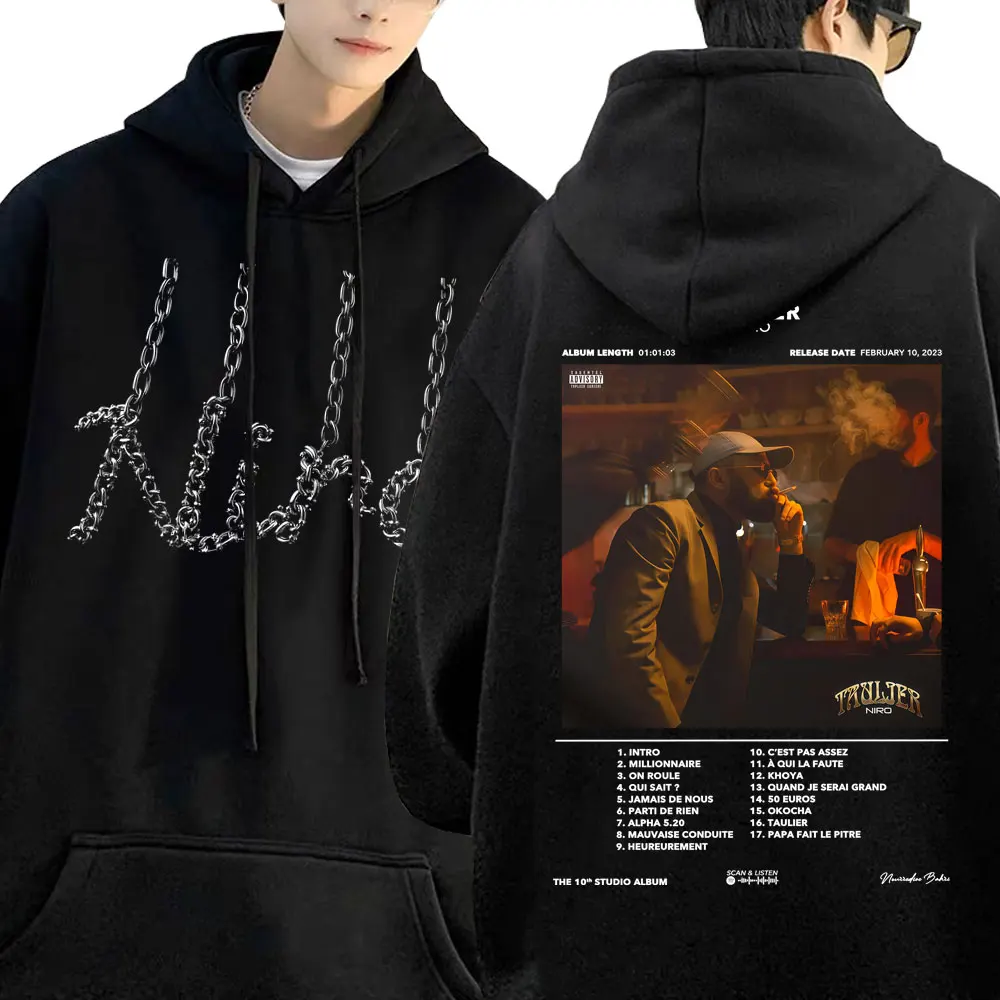 

Rapper Niro Taulier Album Double Sided Graphic Hoodie Men Women Fashion Casual Pullover Hoodies Man Vintage Oversized Streetwear