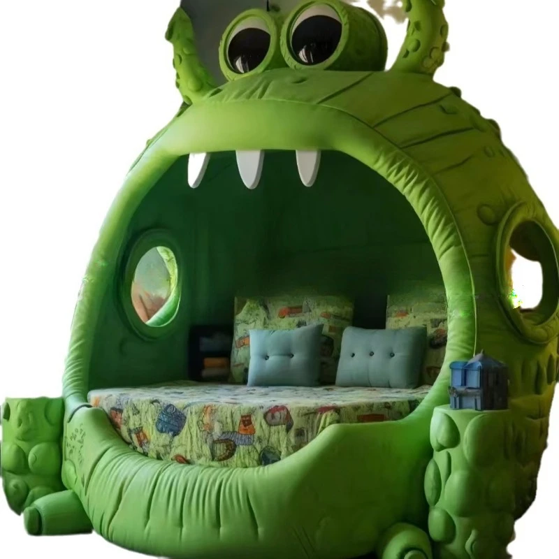 Creative Large Two-dimensional Animal Frog Monster Bed Leather Fabric Plush Light Luxury Minimalist Cream Wind Bed