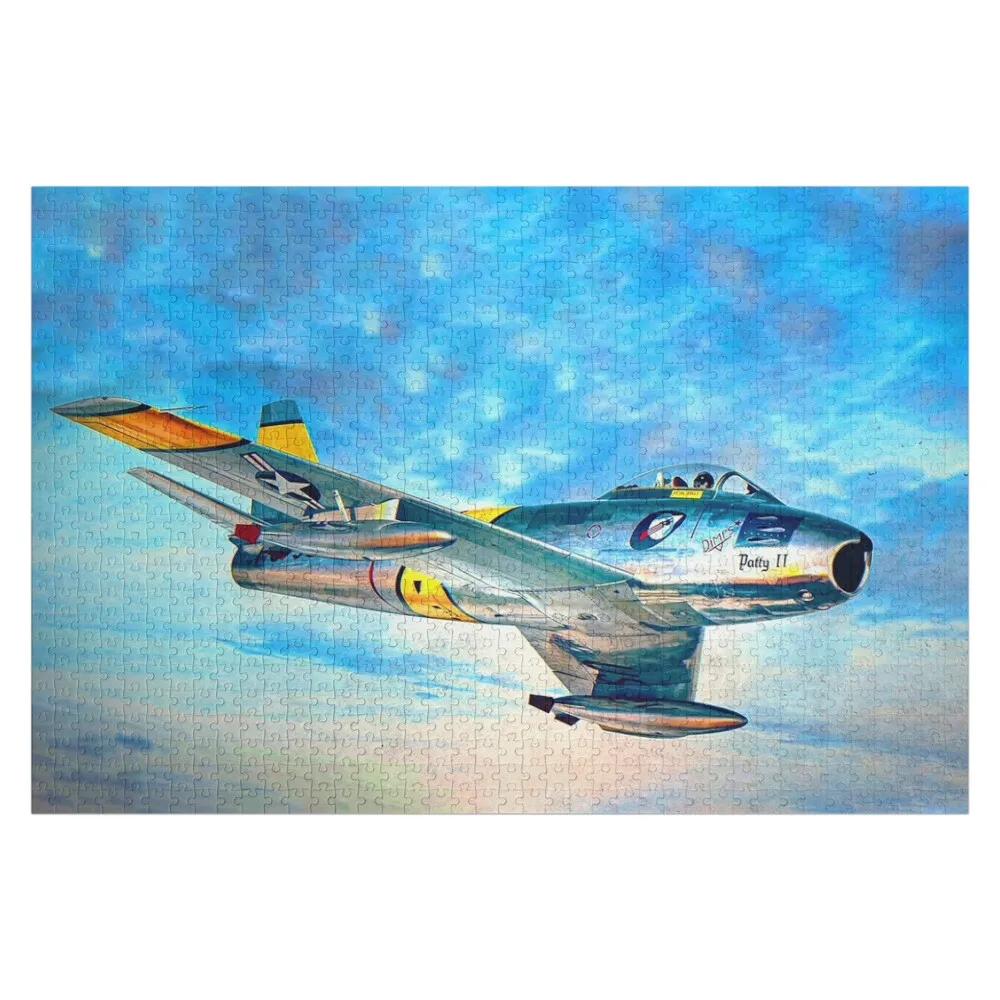 

F-86 Сабля летающая над океаном акварельная картина маслом Пазл Головоломка на заказ Деревянный декор Картины Пазл