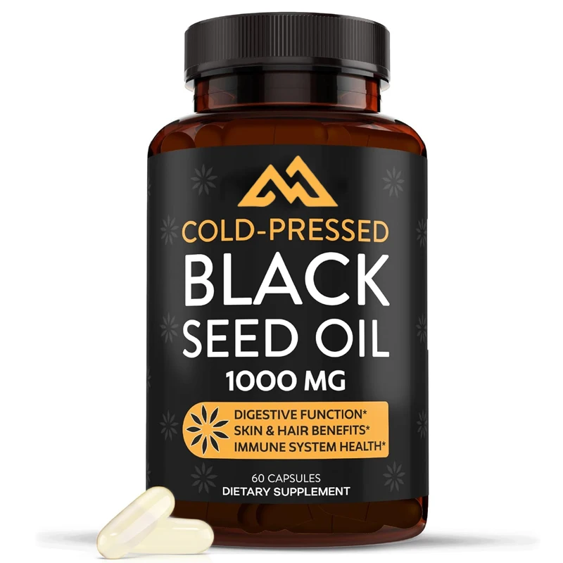 

Cold pressed black seed oil soft capsules, non GMO and vegetarian (60 capsules), joint skin, hair support antioxidant